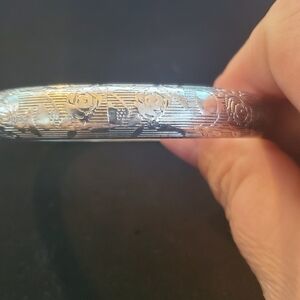 Engraved Silver Bangle Bracelet